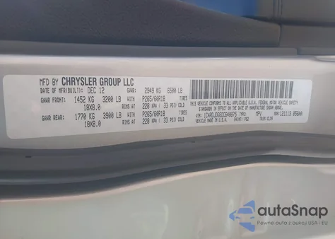 2013 Dodge Durango Crew из США, поврежденный, VIN 1C4RDJDG6DC648875